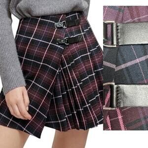 Maje “Jorisa” Tartan Plaid Kilt Skirt Wool Blend France 40/8